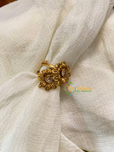 Premium AD Stone Toe Rings-Double Flower-White Stone -G10001